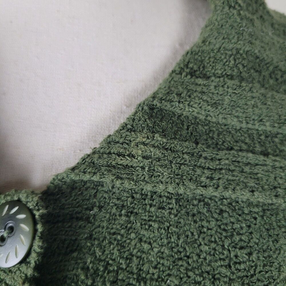 Flax Sweater Womens Small Medium Green Pima Boucle Cotton Cardigan - Picture 8 of 8
